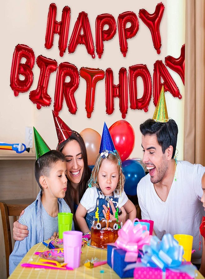 H B MSALA (DEVICE) HBM Happy Birthday Banner Foil Letters | Inflatable Party Decor and Event Decorations for Kids and Adults | Reusable, Ecofriendly Fun (Red) - Image 4